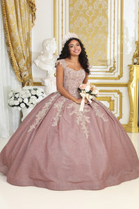 LA Merchandise LA229 Mauve Glitter Quinceanera Corset Ball Gown - MAUVE - LA Merchandise