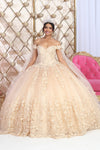 Load image into Gallery viewer, LA Merchandise LA236 Off-Shoulder Butterfly Appliqued Ball Gown - CHAMPAGNE - LA Merchandise
