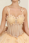 Load image into Gallery viewer, LA Merchandise LA239 Butterfly Sheer Glitter Corset Ball Gown with Bow - - LA Merchandise
