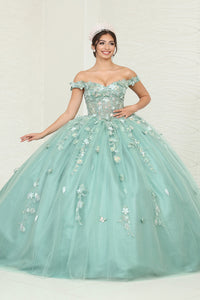 LA Merchandise LA240 Sweetheart Butterfly Appliqued Quinceanera Gown - - LA Merchandise