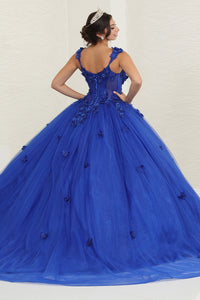 LA Merchandise LA242 3D Appliqued Glitter Sleeveless Quinceanera Gown - - LA Merchandise