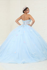 LA Merchandise LA246 Butterfly Applique Strapless Quince Ball Gown - - LA Merchandise