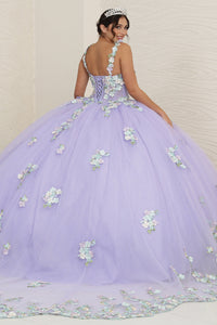 LA Merchandise LA249 Sleeveless Floral Lilac Multi Quince Gown - - LA Merchandise