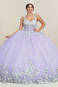 LA Merchandise LA249 Sleeveless Floral Lilac Multi Quince Gown - LILAC MULTI - LA Merchandise