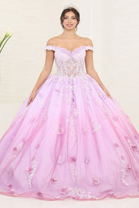 LA Merchandise LA254 Lilac Sweetheart Embroidered Ball Gown - LILAC - LA Merchandise