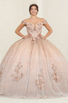 Load image into Gallery viewer, LA Merchandise LA255 Floral Appliqued Champagne Sequin Ball Gown - CHAMPAGNE - LA Merchandise