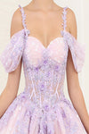 Load image into Gallery viewer, LA Merchandise LA257 Lilac/Blush Bustier Beaded Floral Ball Gown - - LA Merchandise