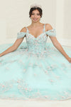 Load image into Gallery viewer, LA Merchandise LA258 Mint Cold Shoulder Floral Quinceanera Ball Gown - - LA Merchandise