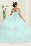 Load image into Gallery viewer, LA Merchandise LA258 Mint Cold Shoulder Floral Quinceanera Ball Gown - - LA Merchandise