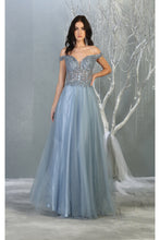 Load image into Gallery viewer, LA Merchandise LA7864 Lace-Up Back A-line Formal Sequin Gown - DUSTY BLUE - Dress LA Merchandise