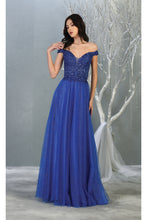 Load image into Gallery viewer, LA Merchandise LA7864 Lace-Up Back A-line Formal Sequin Gown - ROYAL BLUE - Dress LA Merchandise