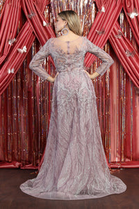 LA Merchandise LA7923 Long Sleeve Embroidered Gala Gown - - Dress LA Merchandise