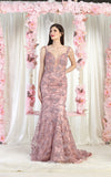 Load image into Gallery viewer, LA Merchandise LA7982 Embroidered Special Occasion Gown - MAUVE - Dress LA Merchandise