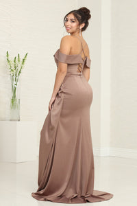 LA Merchandise LA7990 Simple Off-Shoulder Satin Bridesmaids Dress - - Dress LA Merchandise