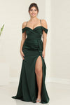 Load image into Gallery viewer, LA Merchandise LA7990 Simple Off-Shoulder Satin Bridesmaids Dress - HUNTER GREEN - Dress LA Merchandise