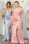 Load image into Gallery viewer, LA Merchandise LA7990 Simple Off-Shoulder Satin Bridesmaids Dress - - Dress LA Merchandise
