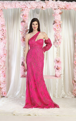 LA Merchandise LA7997 One Shoulder Special Occasion Dress - FUCHSIA - Dress LA Merchandise