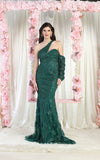 Load image into Gallery viewer, LA Merchandise LA7997 One Shoulder Special Occasion Dress - HUNTER GREEN - Dress LA Merchandise