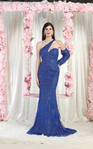 LA Merchandise LA7997 One Shoulder Special Occasion Dress - ROYAL BLUE - Dress LA Merchandise
