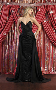 LA Merchandise LA8001 Strapless Red Carpet Gown - BLACK - Dress LA Merchandise