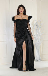 LA Merchandise LA8002 Ruched Formal Evening Gown - BLACK - Dress LA Merchandise