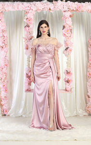 LA Merchandise LA8002 Ruched Formal Evening Gown - DUSTY ROSE - Dress LA Merchandise