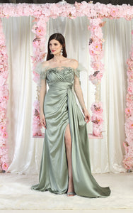 LA Merchandise LA8002 Ruched Formal Evening Gown - SAGE - Dress LA Merchandise