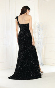 LA Merchandise LA8003 Sequined One Shoulder Prom Gown - - Dress LA Merchandise