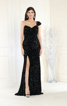 Load image into Gallery viewer, LA Merchandise LA8003 Sequined One Shoulder Prom Gown - BLACK - Dress LA Merchandise