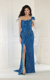 Load image into Gallery viewer, LA Merchandise LA8003 Sequined One Shoulder Prom Gown - TURQUOISE - Dress LA Merchandise