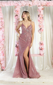 LA Merchandise LA8005 Glitter Special Occasion Gown - MAUVE - Dress LA Merchandise