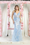 Load image into Gallery viewer, LA Merchandise LA8011 Plunging V-Neck Sequined Pageant Gown - DUSTY BLUE - Dress LA Merchandise