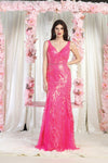 Load image into Gallery viewer, LA Merchandise LA8011 Plunging V-Neck Sequined Pageant Gown - FUCHSIA - Dress LA Merchandise