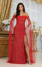 Load image into Gallery viewer, LA Merchandise LA8012 Off Shoulder Sequin Plus Size Formal Dress - RED - Dress LA Merchandise