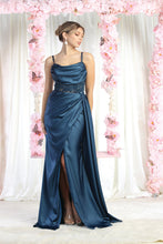 Load image into Gallery viewer, LA Merchandise LA8020 Spaghetti Strap Cowl Neck Draped Prom Dress - TEAL BLUE - Dress LA Merchandise