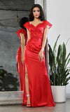Load image into Gallery viewer, LA Merchandise LA8028 Side Slit Corset Back Formal Evening Prom Gown - - Dress LA Merchandise