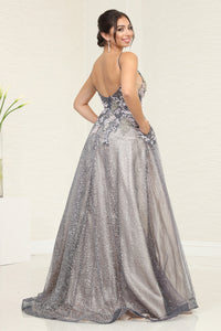 LA Merchandise LA8035 Charcoal/Nude Embellished beaded Evening Gown - - Dress LA Merchandise