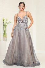 Load image into Gallery viewer, LA Merchandise LA8035 Charcoal/Nude Embellished beaded Evening Gown - CHARCOAL NUDE - Dress LA Merchandise
