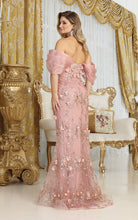 Load image into Gallery viewer, LA Merchandise LA8037 Floral Applique Off Shoulder Glitter Prom Gown - - Dress LA Merchandise