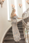 Load image into Gallery viewer, LA Merchandise LA8037 Floral Applique Off Shoulder Glitter Prom Gown - - Dress LA Merchandise