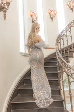 Load image into Gallery viewer, LA Merchandise LA8037 Floral Applique Off Shoulder Glitter Prom Gown - - Dress LA Merchandise