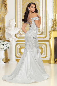 LA Merchandise LA8040 Glitter Beaded Lace Up Back Prom Dress - - Dress LA Merchandise