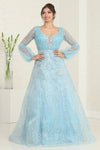 Load image into Gallery viewer, LA Merchandise LA8042 Dusty Blue Long Sleeve Mother of Bride Gown - DUSTY BLUE - Dress LA Merchandise