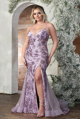 LA Merchandise LA8056 Sheer Side Long Embellished Formal Gala Dress - AQUA - Dress LA Merchandise