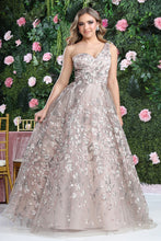 Load image into Gallery viewer, LA Merchandise LA8057 One Shoulder Floral A-Line MOB Semi Ball Gown - MOCHA - Dress LA Merchandise