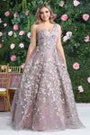 Load image into Gallery viewer, LA Merchandise LA8057 One Shoulder Floral A-Line MOB Semi Ball Gown - MAUVE - Dress LA Merchandise