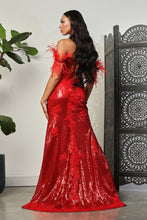 Load image into Gallery viewer, LA Merchandise LA8058 3D Floral Lace Appliqued Feather Prom Dress - - Dress LA Merchandise