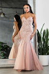 Load image into Gallery viewer, LA Merchandise LA8059 Corset Embroidered Prom Mermaid Evening Dress - ROSE GOLD - Dress LA Merchandise