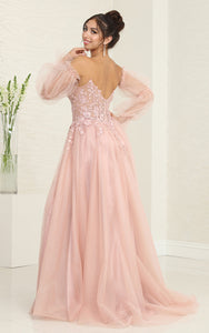 LA Merchandise LA8060 High lit Detachable Long Sleeves Pageant Gown - - Dress LA Merchandise
