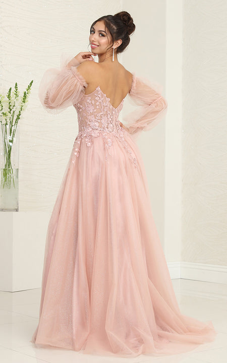LA Merchandise LA8060 High lit Detachable Long Sleeves Pageant Gown - - Dress LA Merchandise